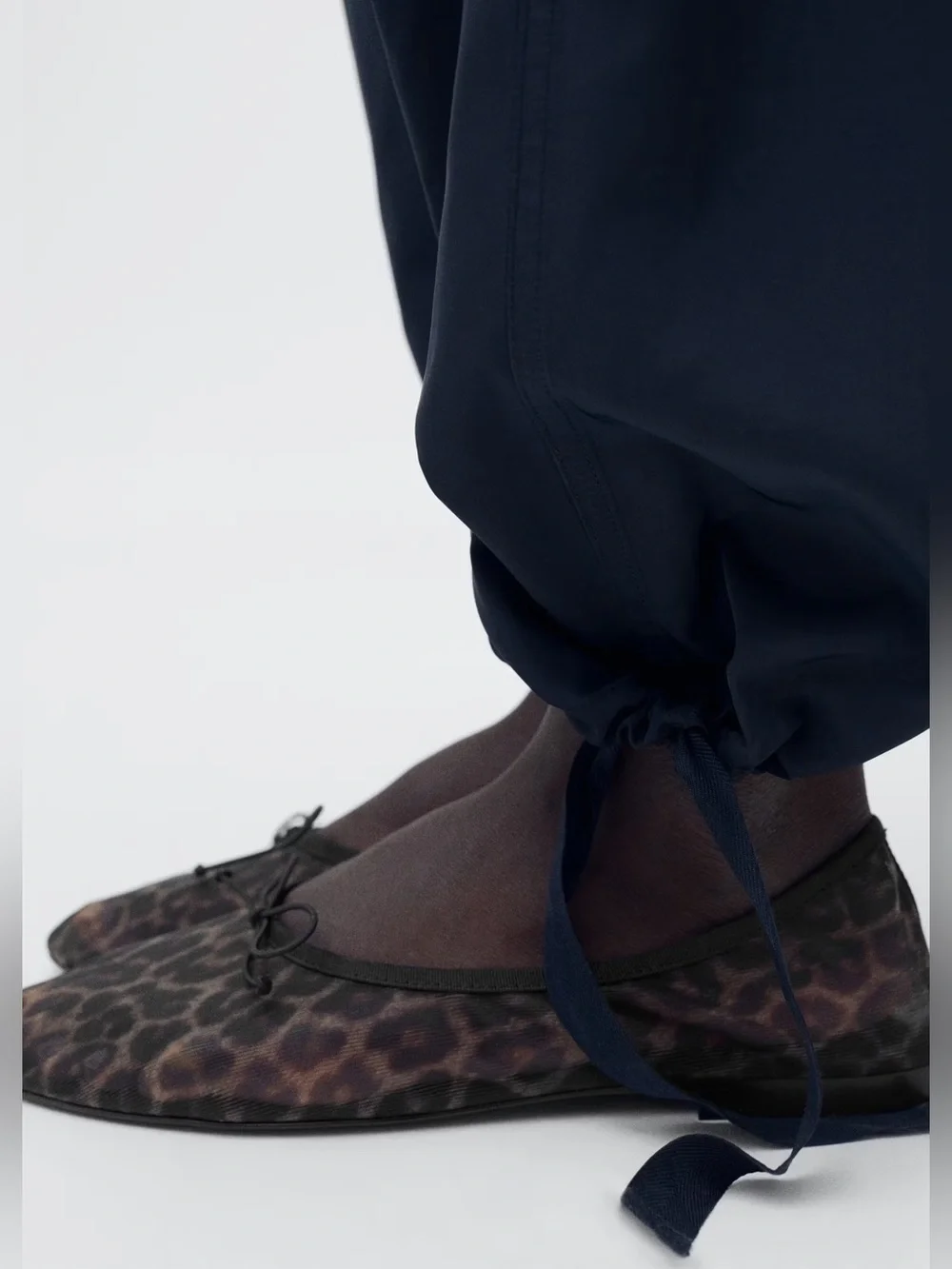 MANGO Women’s Leopard Print Mesh Ballet Flats